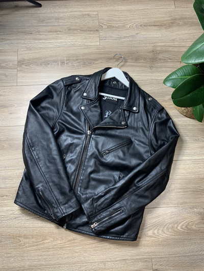 Pre-owned Leather Jacket X Schott Nyc Men's Lc1140 Leather Biker Jacket In Black