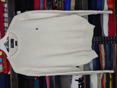 Pre-owned Polo Ralph Lauren X Vintage 80's Polo By Ralph Laurent Vintage Knit Sweater In White