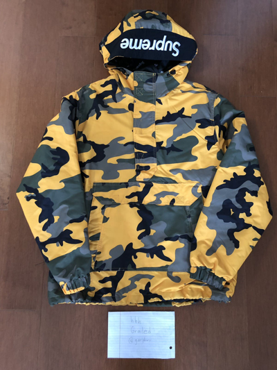 Pre-owned Supreme Hooded Logo Half Zip Pullover In Yellow