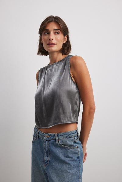 Na-kd Metallic Cropped Top In Silver