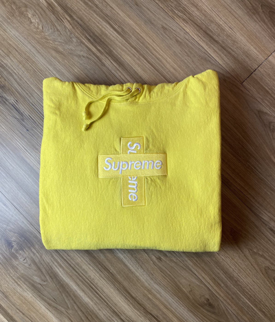 Pre-owned Supreme Cross Box Logo Hoodie In Red/yellow