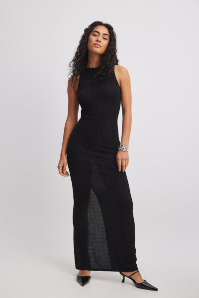 Na-kd Jacquard Glitter Sleeveless Maxi Dress In Black