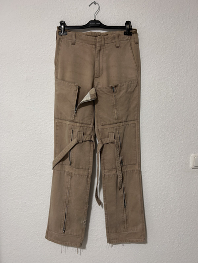 Pre-owned Helmut Lang Fw99 Multi 10-pocket Vintage Zip Bondage Flight Pants -it46 In Beige
