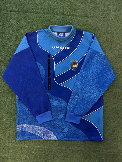Pre-owned Jersey X Soccer Jersey Vintage Blokecore Umbro Ammanford Goalkeeper 1 Drill Jersey In Blue