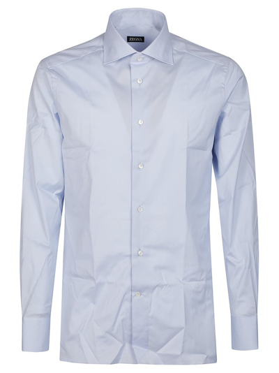 Z Zegna Pinstriped Buttoned Shirt In Blue