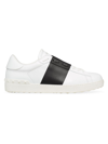 Valentino Blue Calf Leather Bos Taurus Low Top Sneakers In White Black