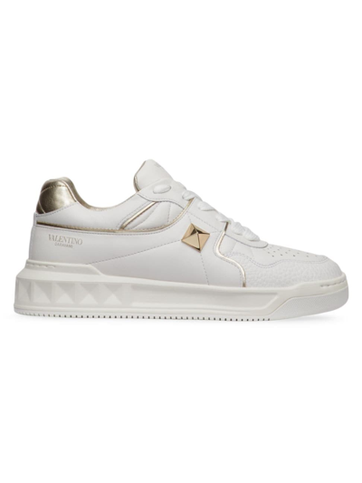 Valentino Garavani Women's One Stud Low-top Calfskin Sneakers In White/platinum