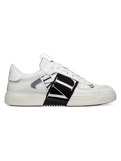 Valentino Garavani Men's Low-top Calfskin Vl7n Trainers With Bands In White Black