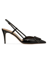 Valentino Garavani Women's Vlogo Signature Patent Leather Slingback Pumps 80mm In Black