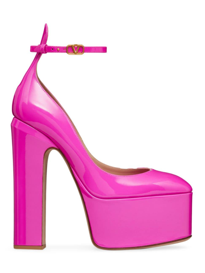 Valentino Garavani Tan-go Patent-leather Heeled Platforms In Pink Pp