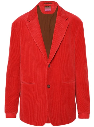 Zegna X The Elder Statesman Corduroy Jacket In Red