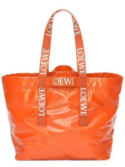 Loewe Fold Shopper Bag In Orange