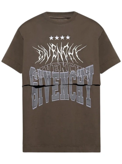 Givenchy Double-sided Logo T-shirt In Brown