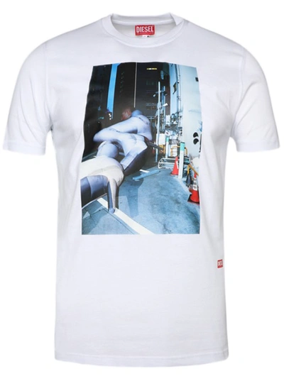 Diesel Mens 100 T-diegor-l5 Graphic-print Cotton-jersey T-shirt In Bianco