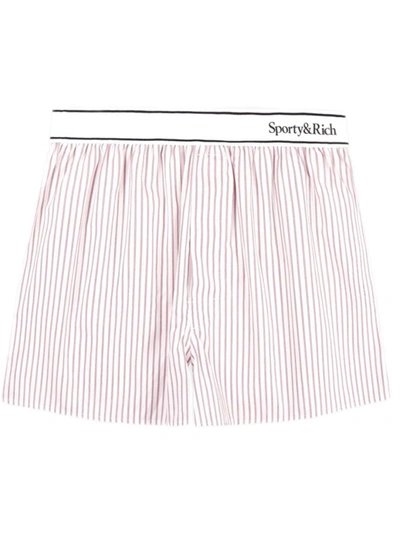 Sporty And Rich Serif Logo Boxer Shorts In Pink