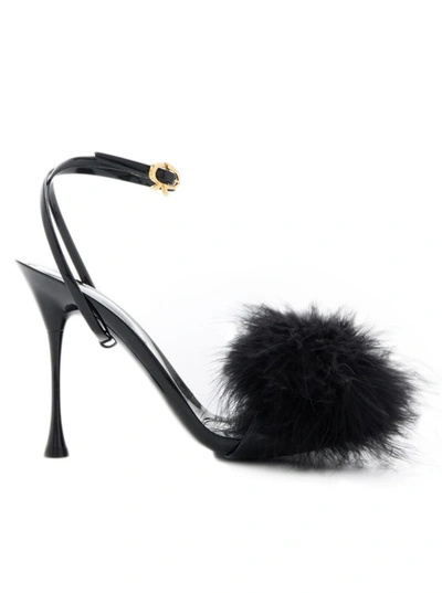 Gianvito Rossi Spice Plume Heeled Sandals In Black