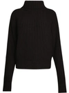 Khaite Lanzino Ribbed Cashmere Turtleneck Sweater In Black