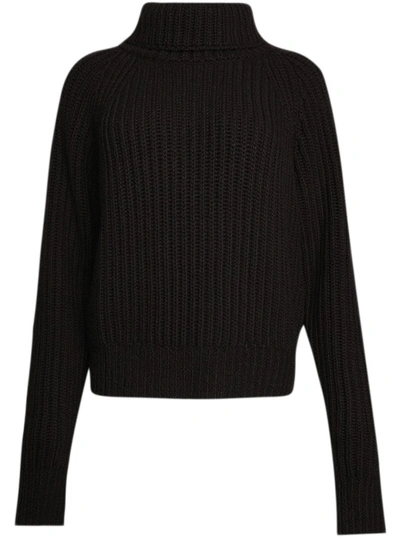 Khaite Lanzino Ribbed Cashmere Turtleneck Sweater In Black