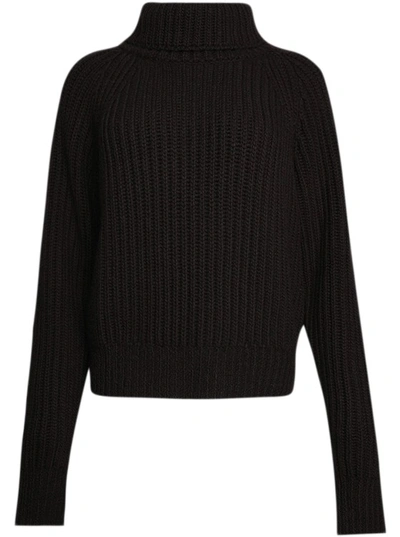 Khaite Lanzino Ribbed Cashmere Turtleneck Sweater In Brown
