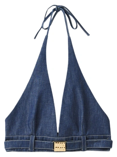 Miu Miu Denim Top In Navy