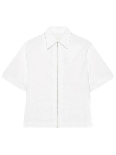 Givenchy Boxy Fit Short Sleeve Zipper Shirt In White