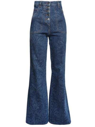 Etro Floral Pockets Flared Jeans In Blue
