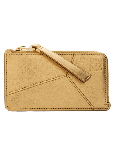 Loewe Leather Puzzle Coin And Card Holder In Gold