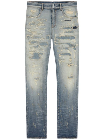 Givenchy Jeans In Rip And Repair Denim In Light Blue