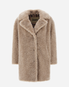 Herno Coat  In Made Of Eco-fur In Neutrals