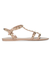 Valentino Garavani Women's Rockstud Flat Rubber Sandals In Skin