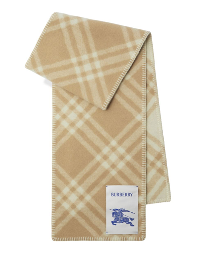 Burberry Tri-bar Check Wool Scarf In Archive Beige