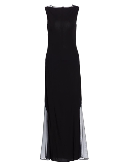 Helmut Lang Sheer-panel Slim-fit Stretch-mesh Maxi Dress In Black