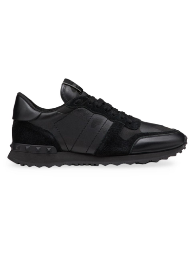 Valentino Garavani Sneaker Rockrunner In Tessuto E Nappa In Black/black