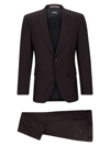 Hugo Boss Slim-fit Suit In A Micro-pattern Wool Blend In Dark Red