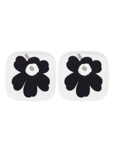 Marimekko Unikko 2-piece Plate Set In Black