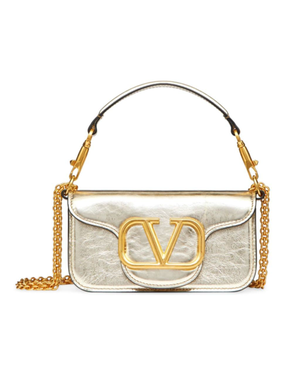 Valentino Garavani Women's Small Locò Metallic Calfskin Bag In Gold