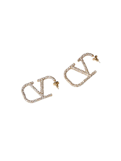 Valentino Garavani Women's Vlogo Signature Earrings In Metal And Swarovski Crystals In Gold Crystal Silver