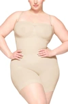 Skims Seamless Sculpt Strapless Shortie Bodysuit In Sand