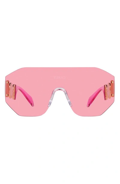 Versace Medusa Logo Metal & Acetate Shield Sunglasses In Pink
