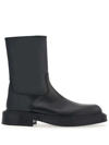 FERRAGAMO BLACK LEATHER ANKLE BOOTS