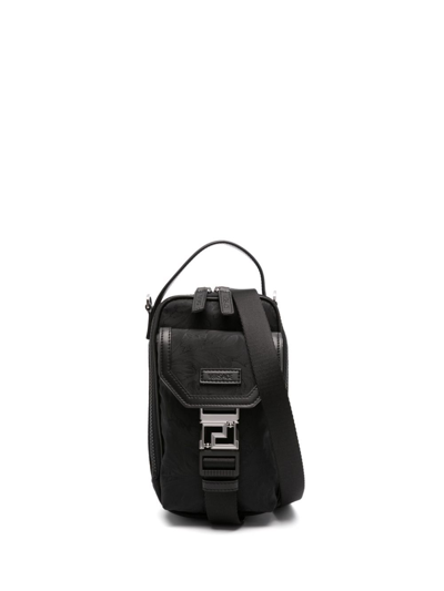 Versace Barocco Jacquard Shoulder Bag In Black