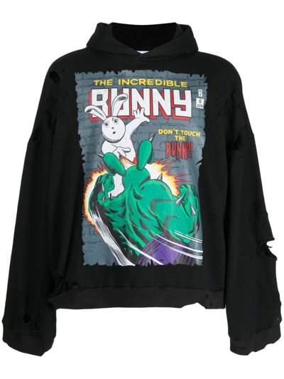 Natasha Zinko The Incredible Bunny-print Hoodie In Black