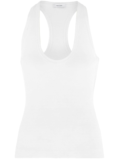 Ferragamo Stretch-jersey Tank In Optic White