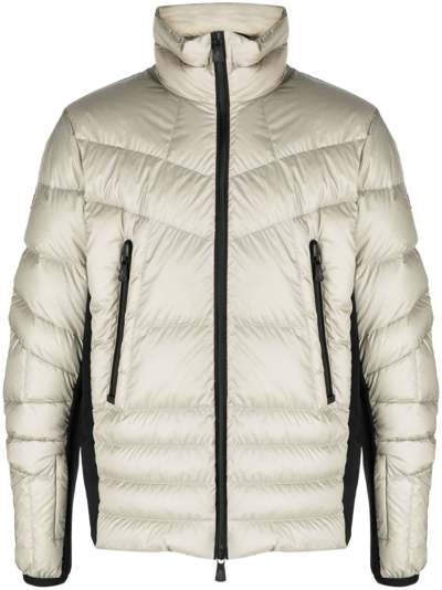 Moncler Grenoble Canmore Logo Patch Down Jacket In Neutrals