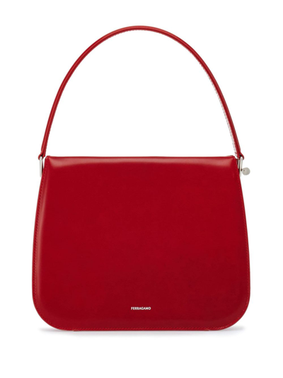 Ferragamo Semi-rigid Leather Bag In Red