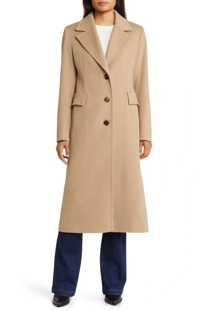 Fleurette Holland Longline Wool Coat In Camel