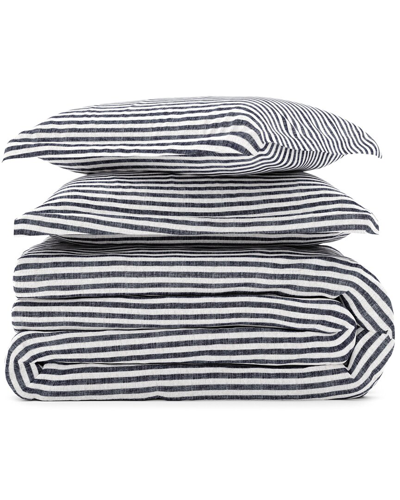 Rebecca Minkoff Yarn Dye Stripe 3pc Duvet Cover Set In Navy