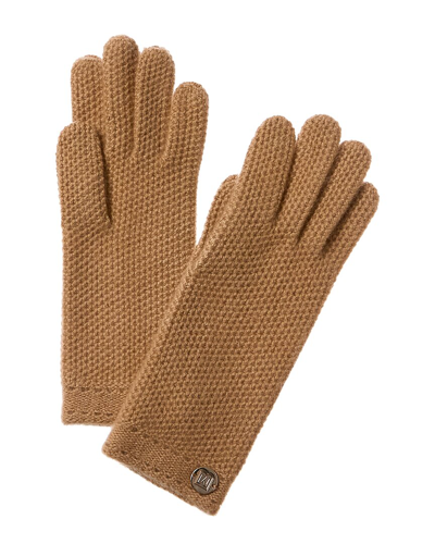 Bruno Magli Honeycomb Stitch Cashmere Gloves In Brown