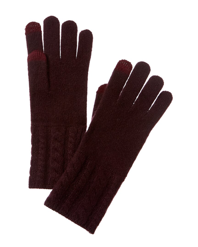Bruno Magli Cable Knit Cuff Cashmere Gloves In Purple