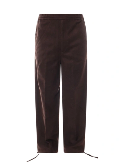 Etudes Studio Wool Blend Trouser With Coulisse At The Bottom In Black